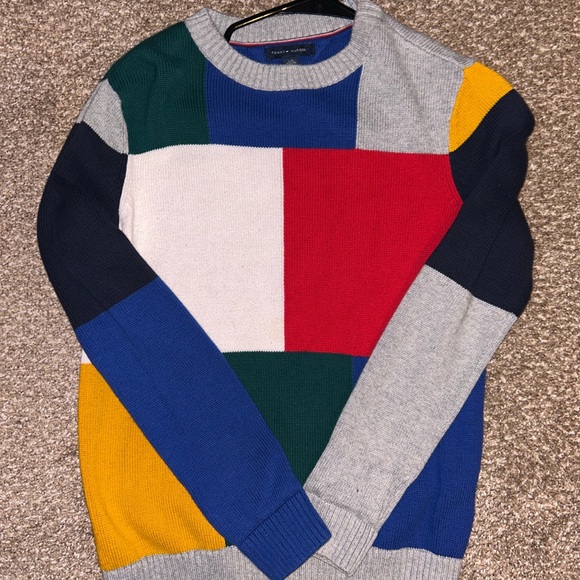 Tommy Hilfiger Other - Tommy Hilfiger Red and Blue Crewneck Sweater with Bold Color Blocks